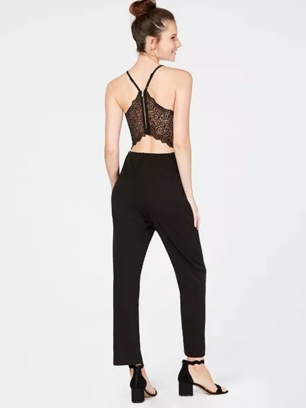 🖤 EMERALD SUNDAE Lace-Back Black Jumpsuit Size Medium NWT 🖤